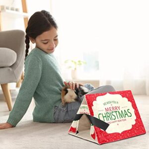 enheng Small Pet Hideout Christmas Background Hamster House Guinea Pig Playhouse for Dwarf Rabbits Hedgehogs Chinchillas