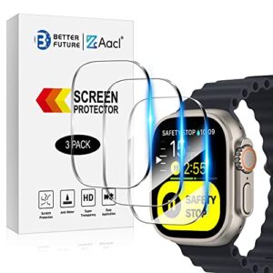 aacl screen protector for apple watch ultra 2/ultra 49mm (2022/2023),tempered glass screen protector for iwatch ultra 2 /ultra ,anti scratch,bubble free,full coverage,ultra clear,installation handle [3 pack]