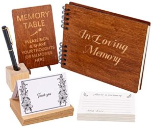 funeral guest book alternatives for memorial service sign-in memorial books for celebration of life include 4x6 inch thank you cards with envelopes share a memory cards wooden table sign (brown)