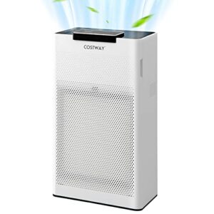 costway air purifier for home, large room up to 1200 sq.ft, ozone free air cleaner with air quality sensor & h13 true hepa filter remove 99.99% of dust, odor, smoke, pollen & pet hair