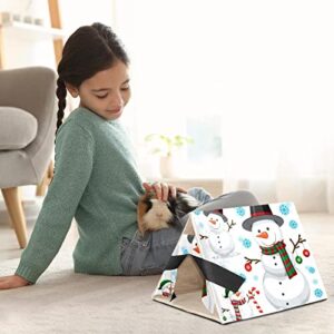 enheng Small Pet Hideout Cute Christmas Snowman on White Background Hamster House Guinea Pig Playhouse for Dwarf Rabbits Hedgehogs Chinchillas