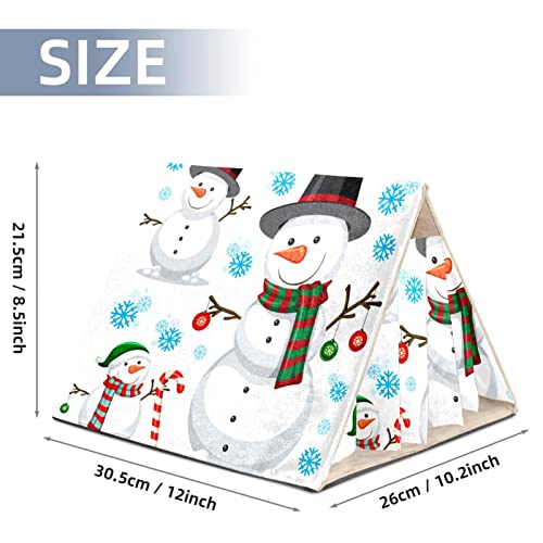 enheng Small Pet Hideout Cute Christmas Snowman on White Background Hamster House Guinea Pig Playhouse for Dwarf Rabbits Hedgehogs Chinchillas