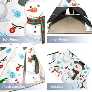 enheng Small Pet Hideout Cute Christmas Snowman on White Background Hamster House Guinea Pig Playhouse for Dwarf Rabbits Hedgehogs Chinchillas