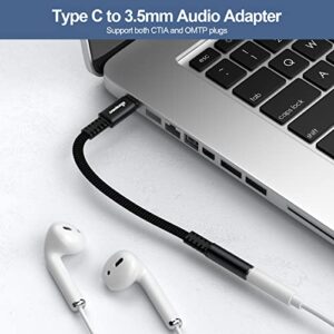 KOOPAO USB C to 3.5mm Headphone Jack, Audio Aux Cord 3.5mm Headphone Adapter for sam-Sung S23,S23+,S22,S22 Ultra iPad Pro 2018/2020/2021/iPad Air 5th Ipad d 9th Black