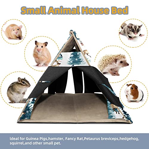 enheng Small Pet Hideout Christmas Tree & Raindeer Hamster House Guinea Pig Playhouse for Dwarf Rabbits Hedgehogs Chinchillas