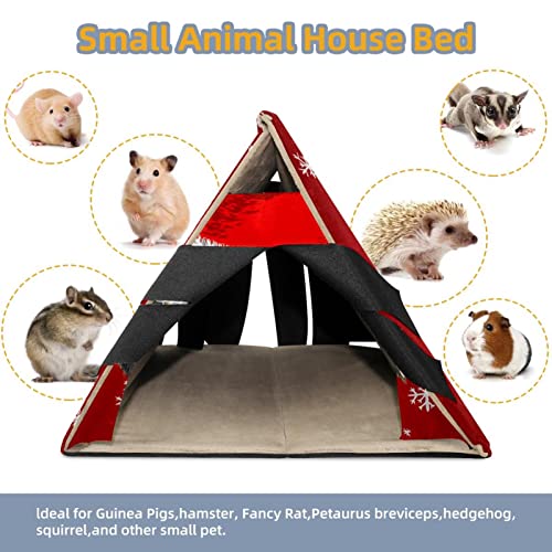 enheng Small Pet Hideout Lovely Dog with Christmas Hat Hamster House Guinea Pig Playhouse for Dwarf Rabbits Hedgehogs Chinchillas