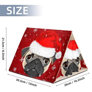 enheng Small Pet Hideout Lovely Dog with Christmas Hat Hamster House Guinea Pig Playhouse for Dwarf Rabbits Hedgehogs Chinchillas