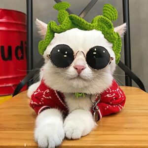 Pet Hat Funny Shrek Cat Hat Handmade Knitted Woolen Yarn Hat Classic Retro Pet Sunglasses，Apply to Pet Photo Suit, Pet Supplies for Small Dog and Cat(Shrek)