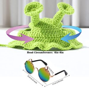 Pet Hat Funny Shrek Cat Hat Handmade Knitted Woolen Yarn Hat Classic Retro Pet Sunglasses，Apply to Pet Photo Suit, Pet Supplies for Small Dog and Cat(Shrek)