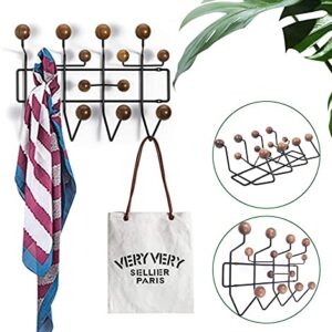 AngelcityCC Practical Coat Rack Wall Hanger Coat Rack Solid Walnut Wooden Balls Wood Modern Wall Mounted Coat Hooks with Painted Solid Wooden Balls Classic Coat Rack