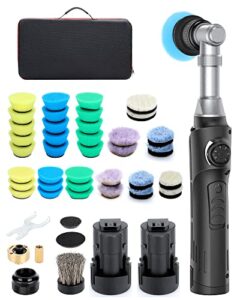 aiment mini polisher w/ 2 batteries, cordless polisher small buffer car detailing kit for vehicle corner polishing paint correction, micro car polisher w/ 6 speeds 2000-5000rpm