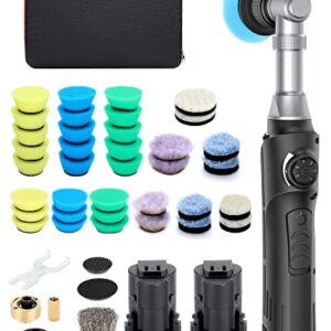 Aiment Mini Polisher w/ 2 Batteries, Cordless Polisher Small Buffer Car Detailing Kit for Vehicle Corner Polishing Paint Correction, Micro Car Polisher w/ 6 Speeds 2000-5000RPM