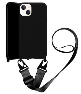 jiatay for iphone 14 pro max case with phone lanyard crossbody, silicone universal lanyard adjustable neck strap protective cases for iphone 14 pro max(black)