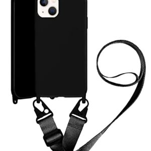 JIATAY for iPhone 14 Pro Max Case with Phone Lanyard Crossbody, Silicone Universal Lanyard Adjustable Neck Strap Protective Cases for iPhone 14 Pro Max(Black)
