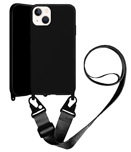 JIATAY for iPhone 14 Pro Max Case with Phone Lanyard Crossbody, Silicone Universal Lanyard Adjustable Neck Strap Protective Cases for iPhone 14 Pro Max(Black)