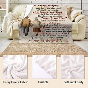 butldy to My Wife Blanket Gifts, Romantic Anniversary Valentines Birthday Christmas Thanksgiving Gift for Couples, Soft Warm Fuzzy Fleece Sofa Bed Fall Throw Blankets (to My Wife-Beige, 60'' x 50'')