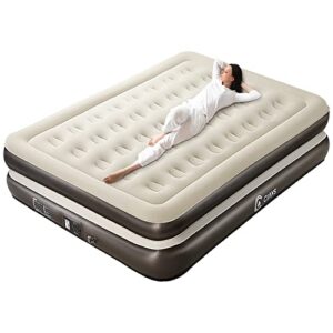 ciays air mattress queen with built-in pump, double high blow up mattress with carrying bag, inflatable air bed for guests, family, brown
