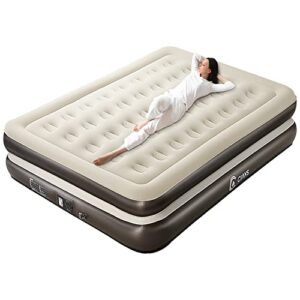 Ciays Air Mattress Queen with Built-in Pump, Double High Blow Up Mattress with Carrying Bag, Inflatable Air Bed for Guests, Family, Brown