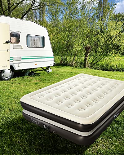 Ciays Air Mattress Queen with Built-in Pump, Double High Blow Up Mattress with Carrying Bag, Inflatable Air Bed for Guests, Family, Brown