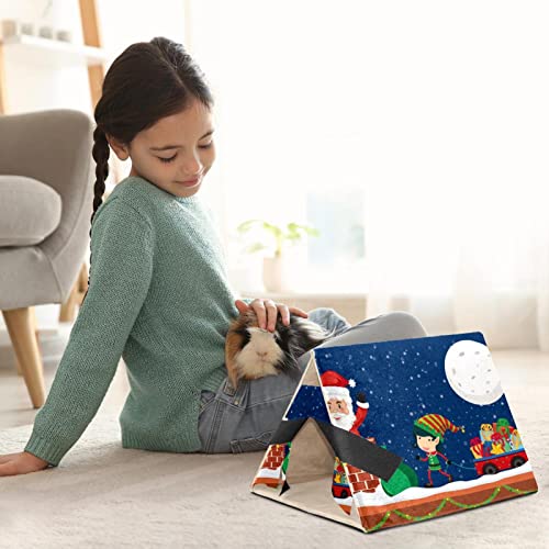 enheng Small Pet Hideout Christmas Santa Giving Gift by Chimney Hamster House Guinea Pig Playhouse for Dwarf Rabbits Hedgehogs Chinchillas