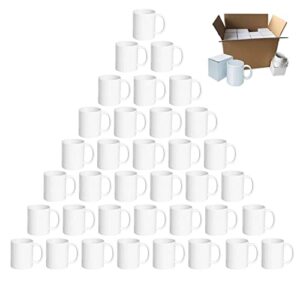 holywarm sublimation mugs, white coffee mugs 11oz sublimation coffee mugs aaa coating ceramic mugs with large handle, sublimation blanks white mugs coffee mug set with gift boxes (36)