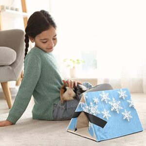 enheng Small Pet Hideout Christmas Hanging Snowflakes Background Hamster House Guinea Pig Playhouse for Dwarf Rabbits Hedgehogs Chinchillas