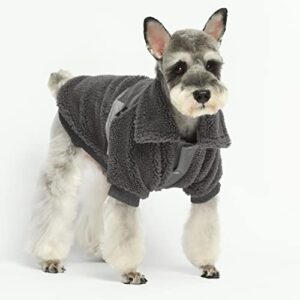 Fitwarm Sherpa Dog Coat with Reflective Stripe, Dog Winter Clothes for Small Dogs, Turtleneck Pet Sweater, Cat Apparel, Grey, XL