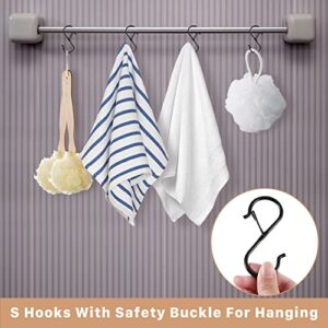 30 Pack S Hooks for Hanging,S Hooks with Safety Buckle,Heavy Duty S Shaped Hooks,3.55 inch Rustproof S Hanging Hooks,Black S Hooks for Hanging Plants Kitchen Utensil Pots Pans Bathroom Closet Garden