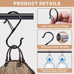 30 Pack S Hooks for Hanging,S Hooks with Safety Buckle,Heavy Duty S Shaped Hooks,3.55 inch Rustproof S Hanging Hooks,Black S Hooks for Hanging Plants Kitchen Utensil Pots Pans Bathroom Closet Garden