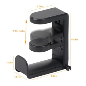 FYY Headphone Stand, 360 Degree Rotation Headset Hanger Holder, Adjustable Gaming Headphone Hook Under Desk Mount Headset Clamp with Cable Organizer Clip Black