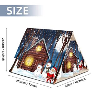 enheng Small Pet Hideout Christmas Santa Claus Snowman Cabin in The Winter Wood Hamster House Guinea Pig Playhouse for Dwarf Rabbits Hedgehogs Chinchillas