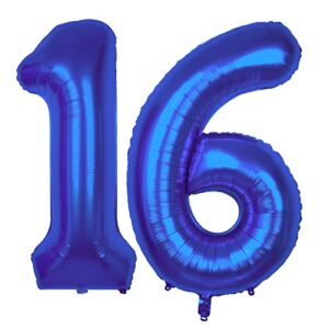 40 inch large hot blue 16 balloons number number 16 birthday balloon for 16th birthday decors for girls number 61number balloons for women birthdays hellium tank for balloons 16 old birthday decors