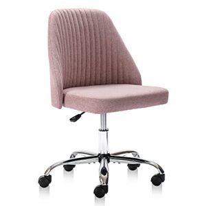 smug home office desk chair, office chairs desk chair rolling task chair computer chair adjustable with wheels armless for bedroom, vanity chair for makeup room, living room, hermosa pink