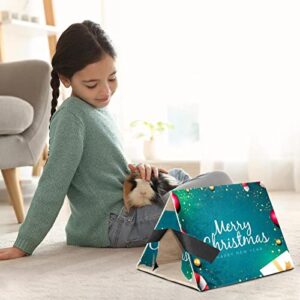 enheng Small Pet Hideout Merry Christmas Background Hamster House Guinea Pig Playhouse for Dwarf Rabbits Hedgehogs Chinchillas