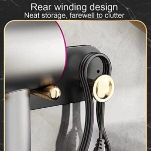 Hair Dryer Holder Wall Mounted Compatible for Dyson Hair Dryer, Salon Holder Storage Bathroom Organizer Adhesive Hair Dryer Rack Stand Aluminum Black Gold