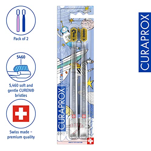 Curaprox CS 5460 Ultra-Soft Toothbrush, Hento Toto Special Edition, Pack of 2