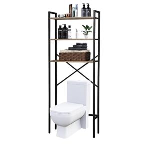 holywarm over the toilet storage with basket 3-tier over the toilet storage cabinet with adjustable feet,multifunctional over toilet bathroom organizer bathroom shelves easy to assemble, greige