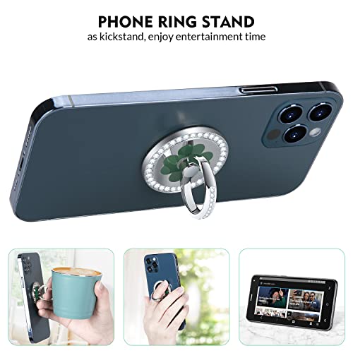 Diamond Phone Ring Holder - Cell Phone Stand 【Zinc Alloy】 Finger Ring Grip Loop, 360° Rotation Kickstand Compatible with iPhone Samsung Galaxy Smartphones and Phone Case Accessories