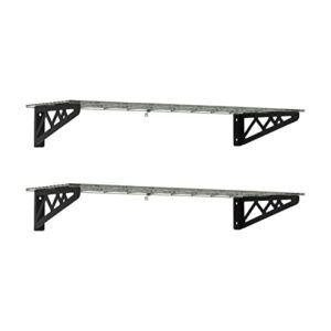 monsterrax | garage wall shelf two-pack white or hammertone | three size options | includes bike hooks | 300lb weight capacity (hammertone, 12"x36")