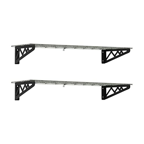 MonsterRax | Garage Wall Shelf Two-Pack White or Hammertone | Three Size Options | Includes Bike Hooks | 300lb Weight Capacity (Hammertone, 12"x36")