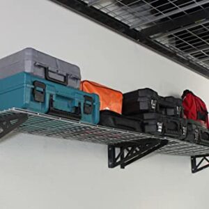 MonsterRax | Garage Wall Shelf Two-Pack White or Hammertone | Three Size Options | Includes Bike Hooks | 300lb Weight Capacity (Hammertone, 12"x36")