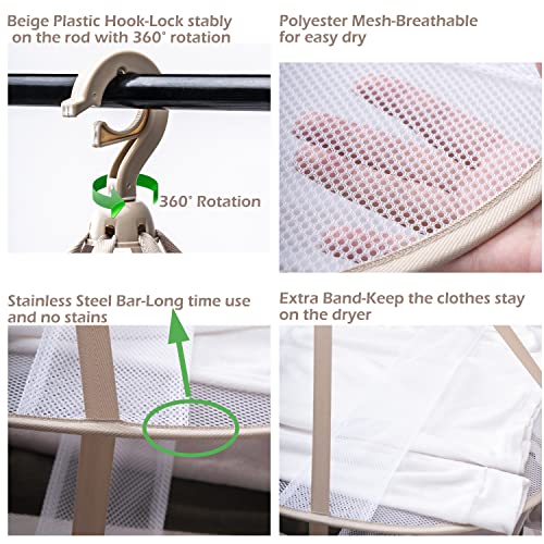 Sweater Flat Mesh Stackable Laundry Drying Rack, Lay Flat Dryer for Delicates, Portable Dry Rack for Indoor and Outdoor, 3 Tier Foldable, Beige