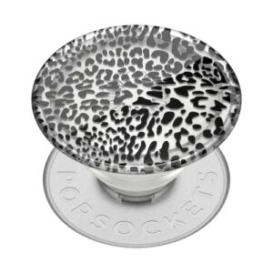 popsockets plant-based phone grip with expanding kickstand, eco-friendly popsockets for phone - translucent black leopard
