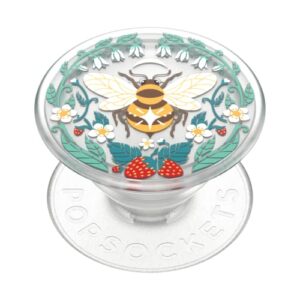 popsockets plant-based phone grip with expanding kickstand, eco-friendly popsockets for phone - translucent bee boho
