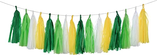 Autupy 26PCS Yellow Green White Party Decorations Yellow Green Party Pom Poms for Bachelorette Engagement Birthday Wedding Baby Bridal Shower Anniversary Garden Tea Party Supplies