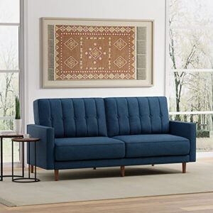 glenwillow home 81.5" mies square arm sleeper sofa with vertical seams in mcm vintage design in blue