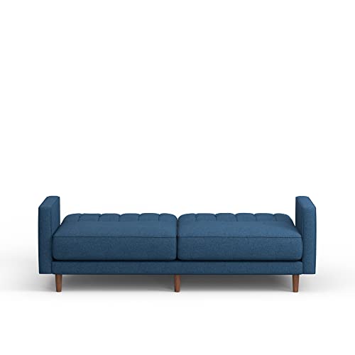 Glenwillow Home 81.5" Mies Square Arm Sleeper Sofa with Vertical Seams in MCM Vintage Design in Blue