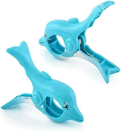 3 Set (6 Ct) Bubble Fish, Dolphin, Flamingo Beach Towel Clips Jumbo Size for Beach Chair, Cruise Beach Patio, Pool Accessories, Household Snacks Clip, Baby Stroller Clips by C&H Solutions