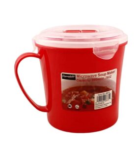 dependable industries microwave soup and stew maker mug noodles steamer ramen oatmeal with steam vent and splash cover bpa-free