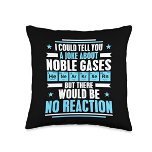 chemist and chemistry designs chemist joke about noble gases student teacher chemistry throw pillow, 16x16, multicolor